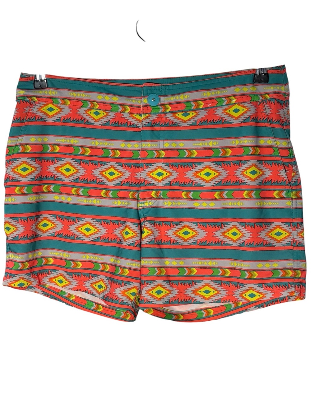 Chubbies Neon Orange Aztec Geo Hybrid Resort Swim Trunks Shorts Size M